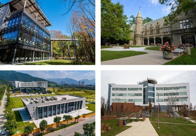 Photo grid showing four kean campus locations
